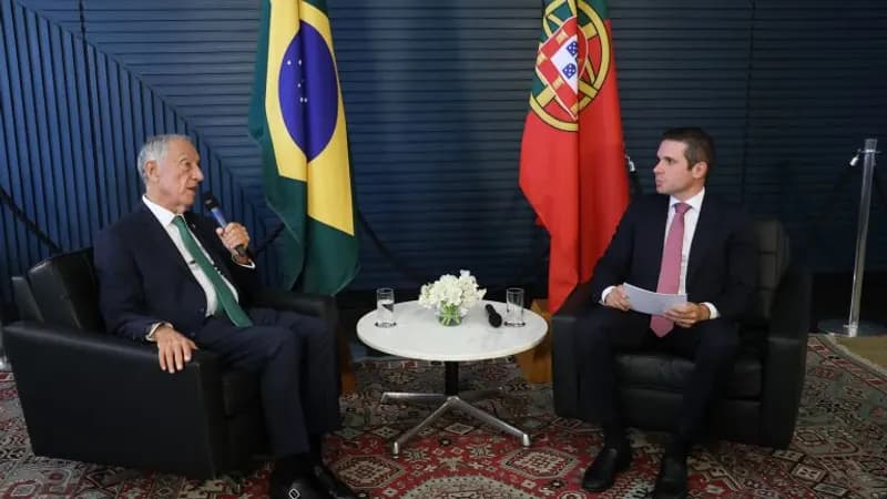 Em encontro com presidente de Portugal, Hugo Motta critica protecionismo