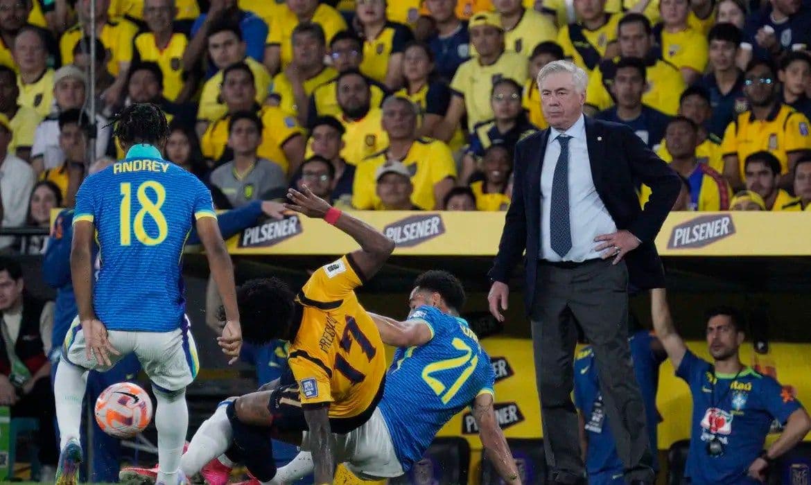 Brasil joga mal e fica no 0 a 0 com o Equador na estreia de Ancelotti